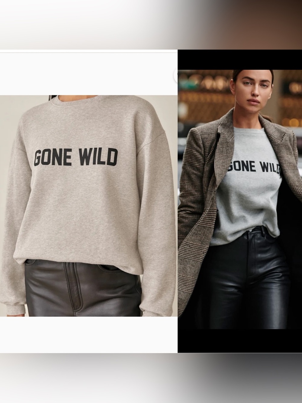 Reformation Gone Wild Classic Crew Sweatshirt Light Gray XS